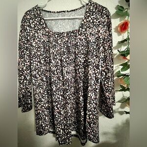 Floral Black and Pink Blouse